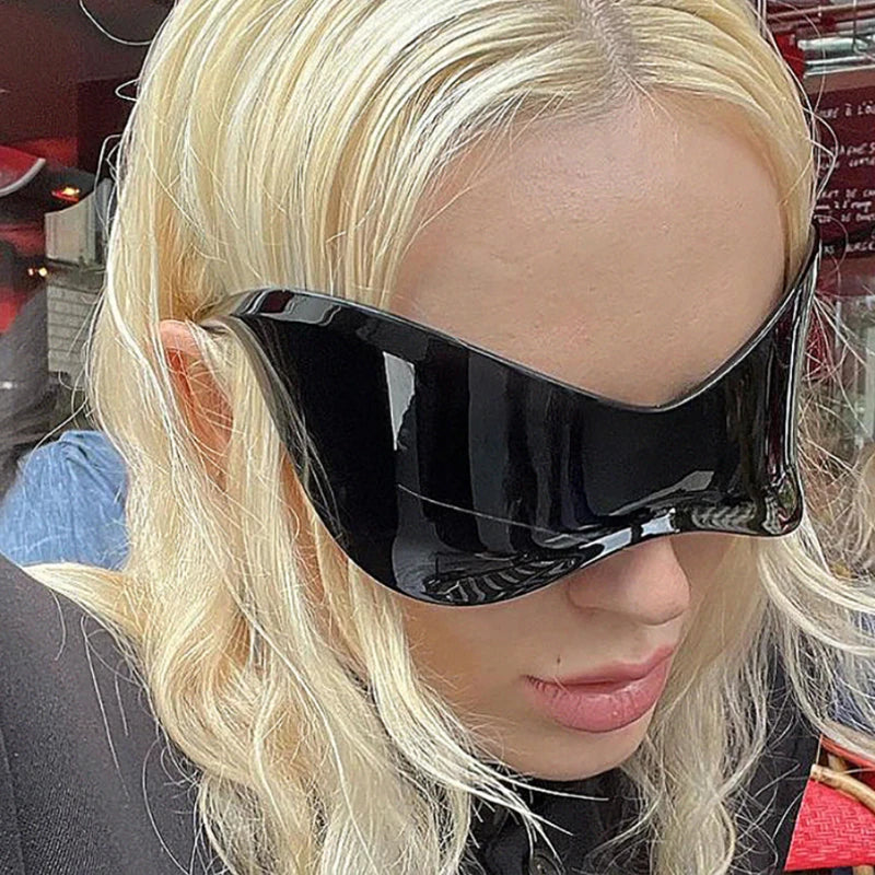 New Oversized Y2K Punk Rimless Sunglasses Women Men Brand Designer Hip