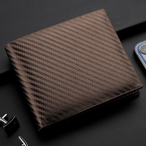 New Carbon Fiber Short Wallet Men's Card Bag Integrated Zipper Change