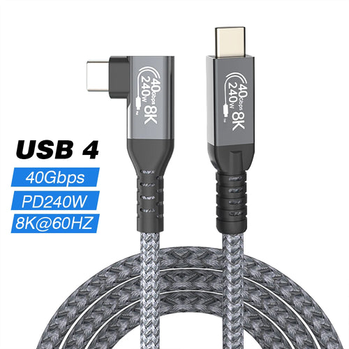 Thunderbolt USB 4 90 degree Angle Cable 40Gbps USB4 Elbow Type C
