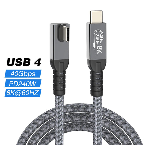 Thunderbolt USB 4 90 degree Angle Cable 40Gbps USB4 Elbow Type C