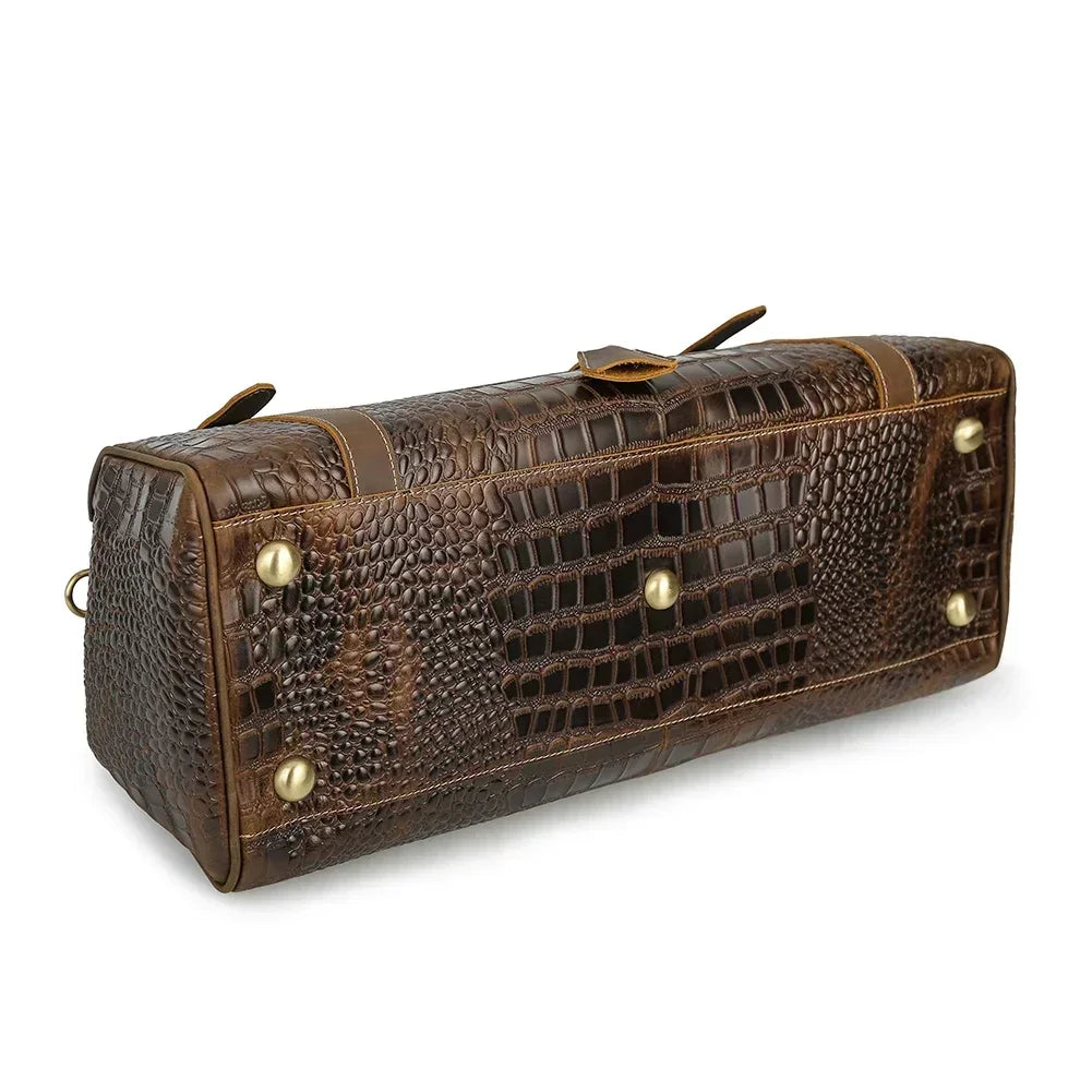 Hot Sale Luxury Design Brown Genuine Leather Bag Mens Crocodile