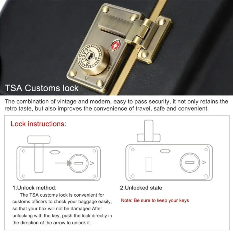 Luxury Black Pure Genuine Leather Travel Retro Rolling Luggage