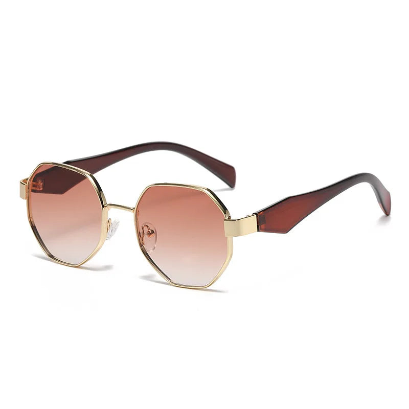 Trendy Polygonal Women's Sunglasses Men Fashion Metal Frame Driving