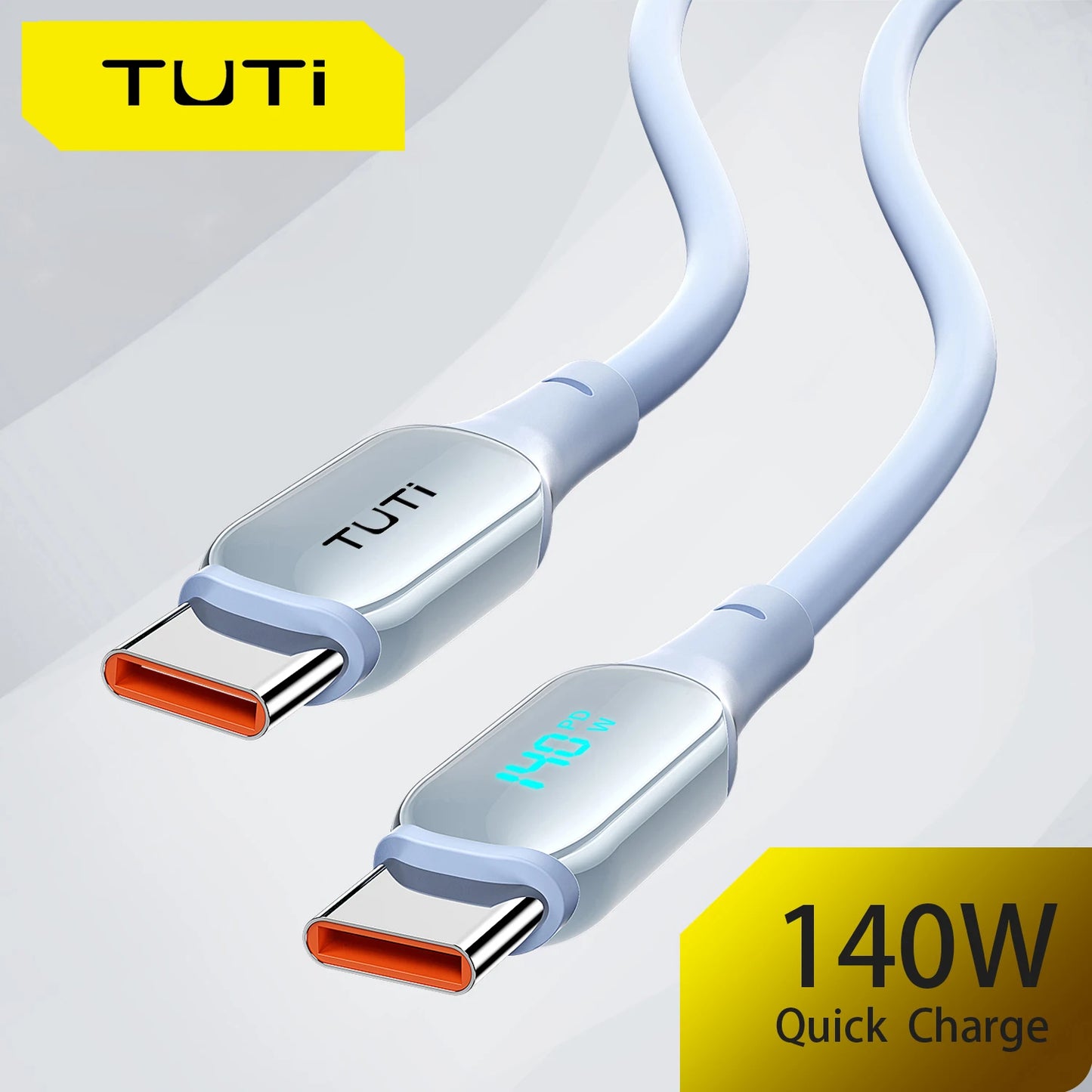 TUTi 140W USB C to USBC Cable,WithLED Display,USBC Fast Charging