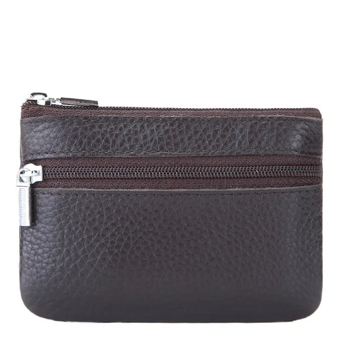 Leather 2 Zipper Coin Purse Wallet With Card Slots, Coin Organizer,