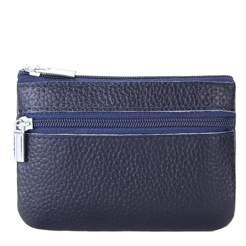 Leather 2 Zipper Coin Purse Wallet With Card Slots, Coin Organizer,