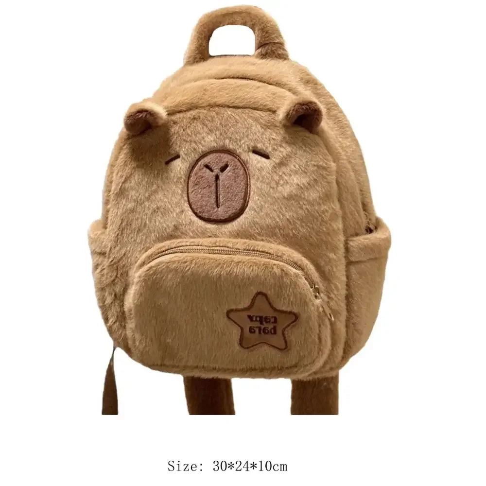 Kawaii Capybara Plush Backpack for Women Versatile Cartoon Funny