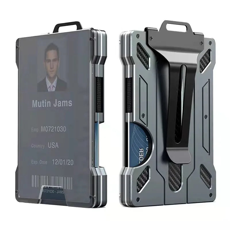 Minimalist Wallet for Men- Slim Aluminum Metal Money Clip with Clear