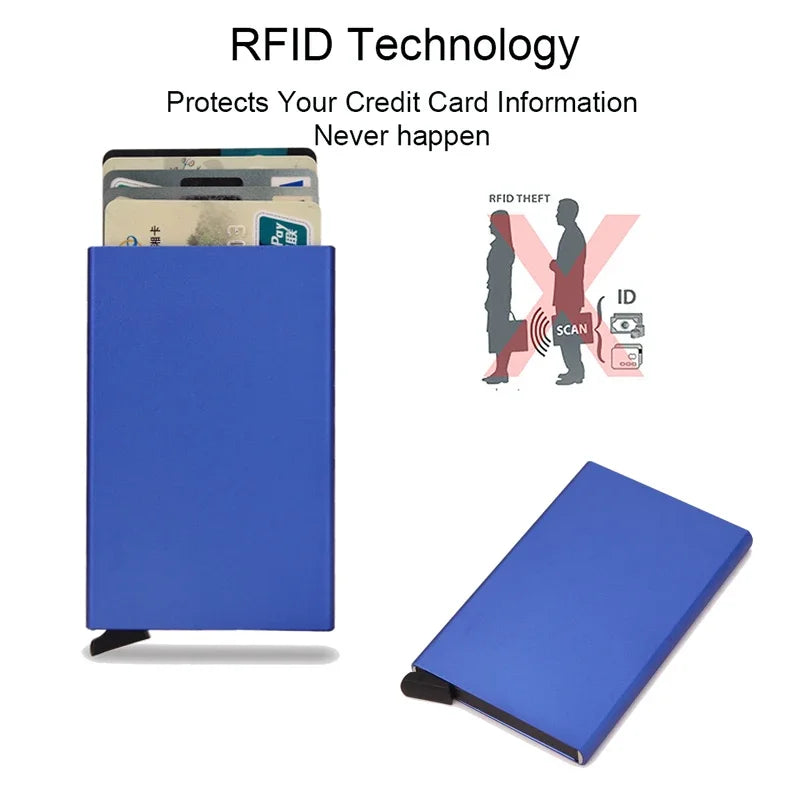 Rfid Credit Card Holder Metal Thin Slim Smart Wallet Men Women Wallets
