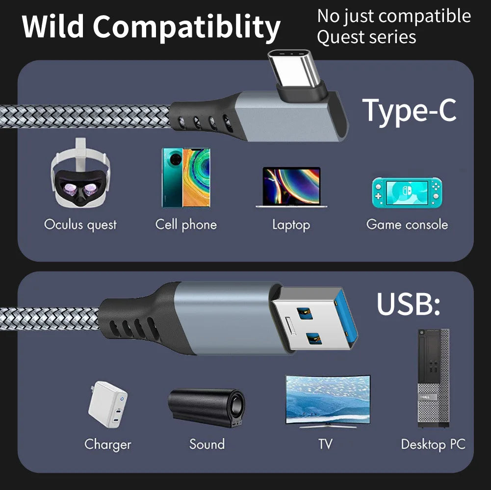 Link Cable 3 6 5M USB A To Type C For Oculus Quest 2 Quest2 Accessory