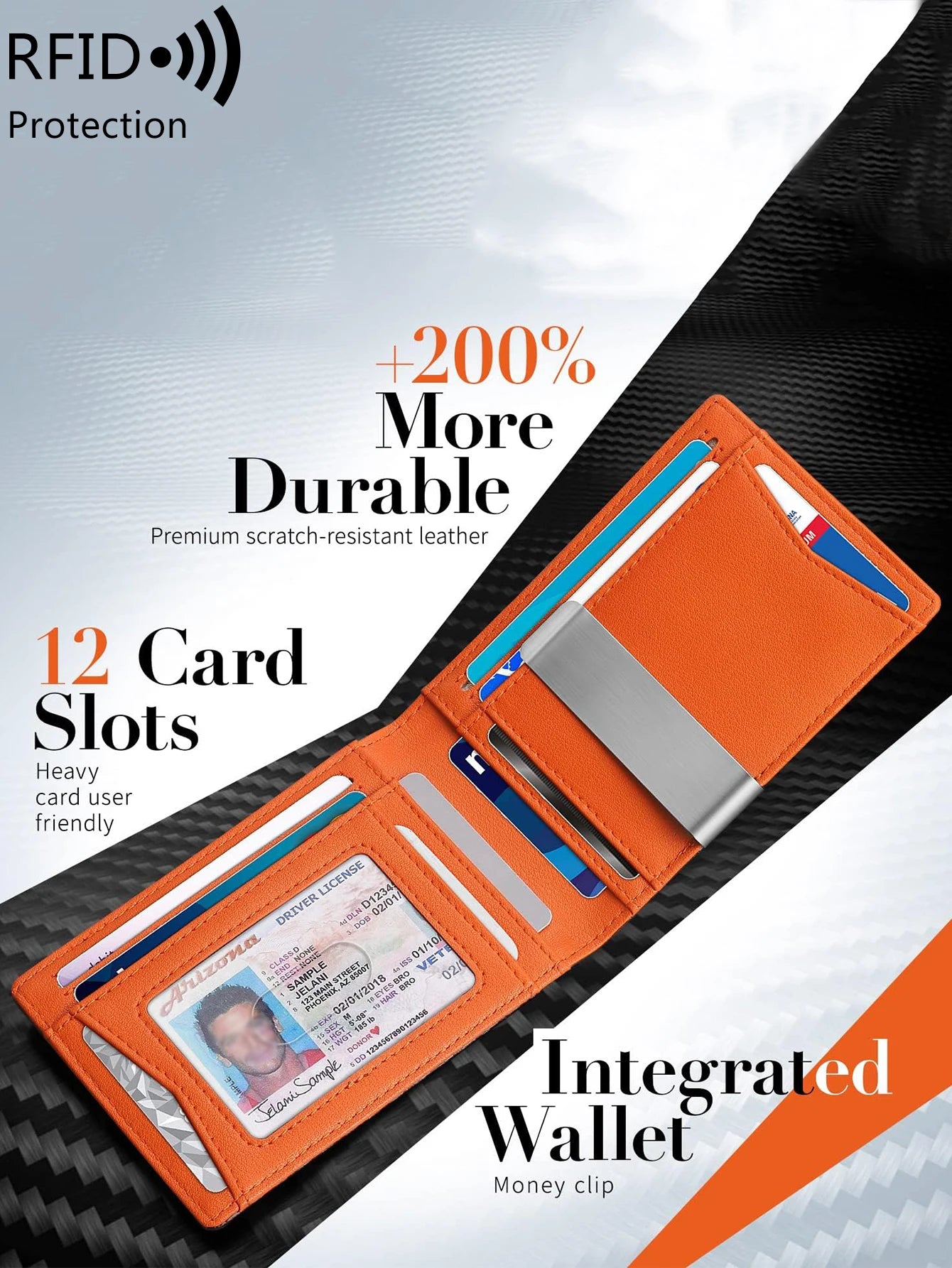 Minimalist men's RFID blocking multi-functional ultra-thin 12-card