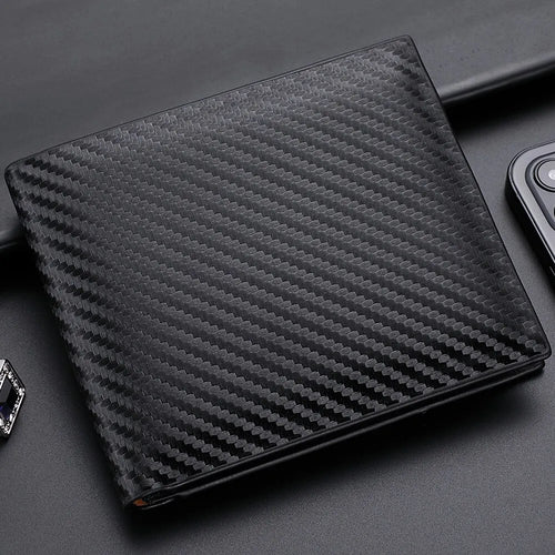 New Carbon Fiber Short Wallet Men's Card Bag Integrated Zipper Change