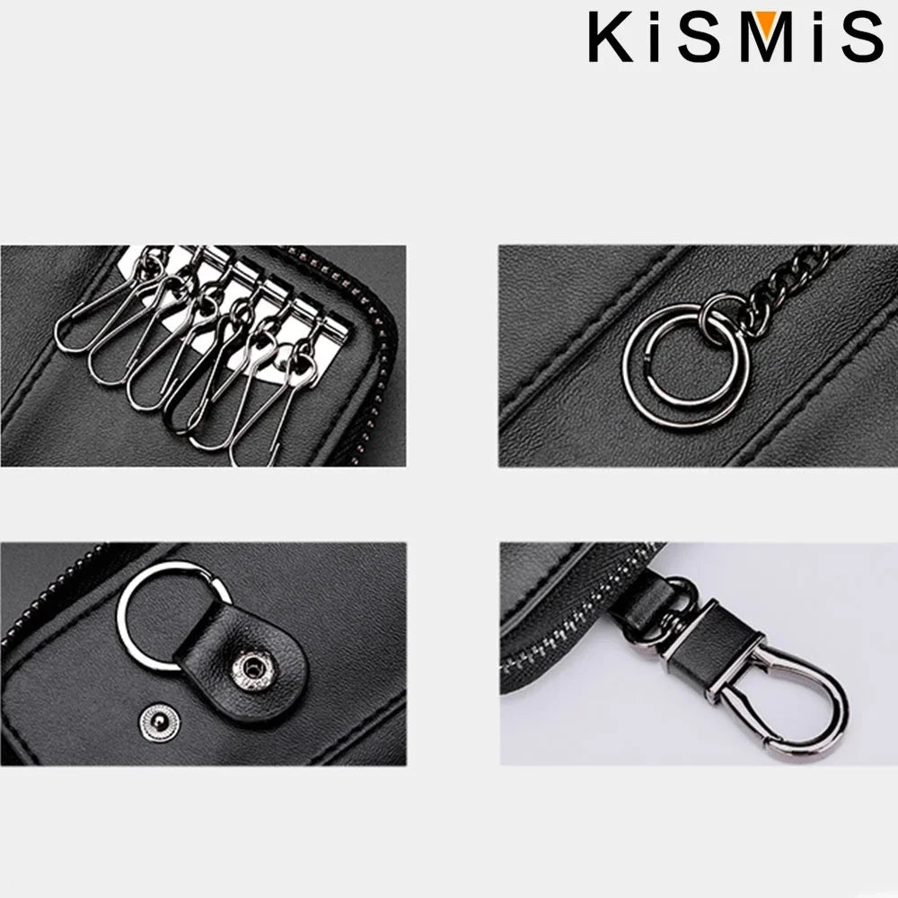 Genuine Leather KeyChain Unisex Key Bag Multifunction Organizer Wallet