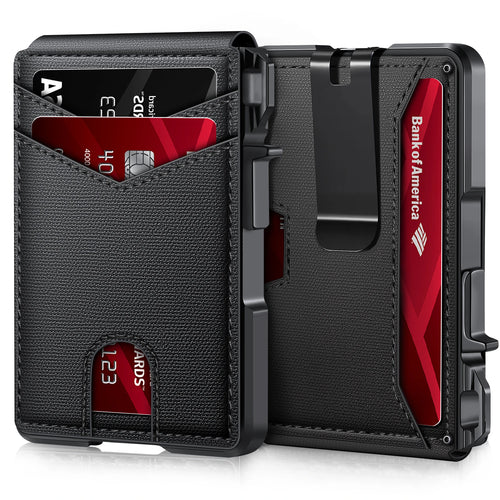 Mens Wallet Tactical Bifold Wallets for Men Metal RFID Blocking