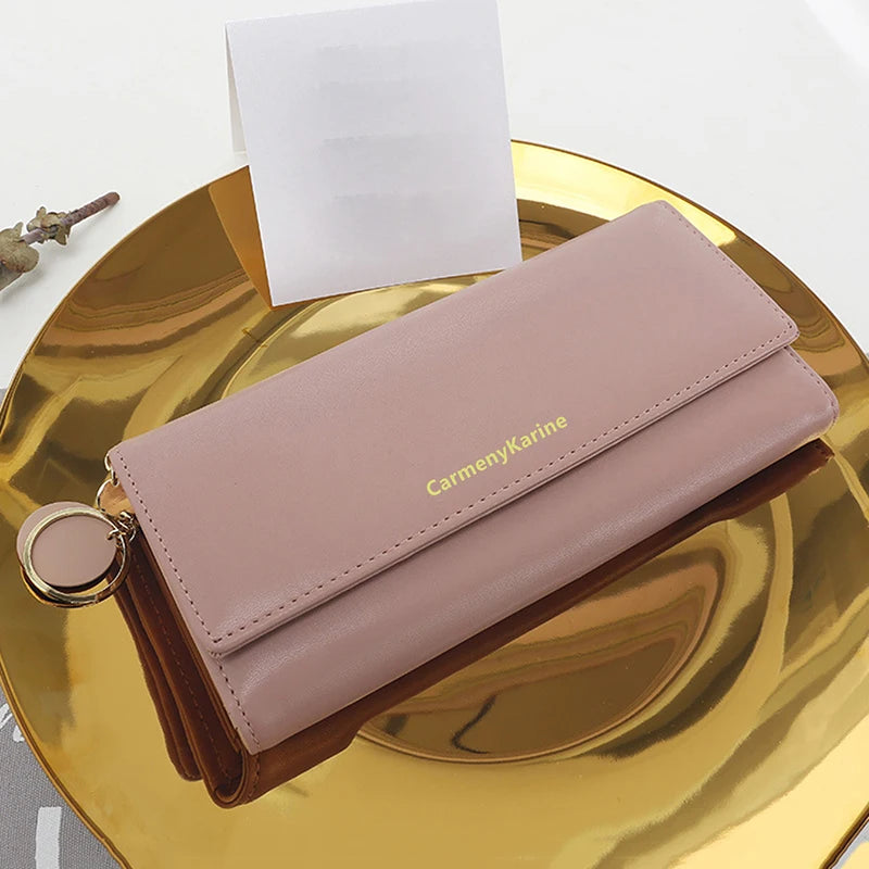 Fashion Women PU Leather Long Wallets Multi-functional Fold Purse