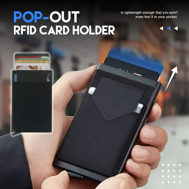 Rfid Smart Credit Card Holder Wallets Metal Slim Pop Up Minimalist Men
