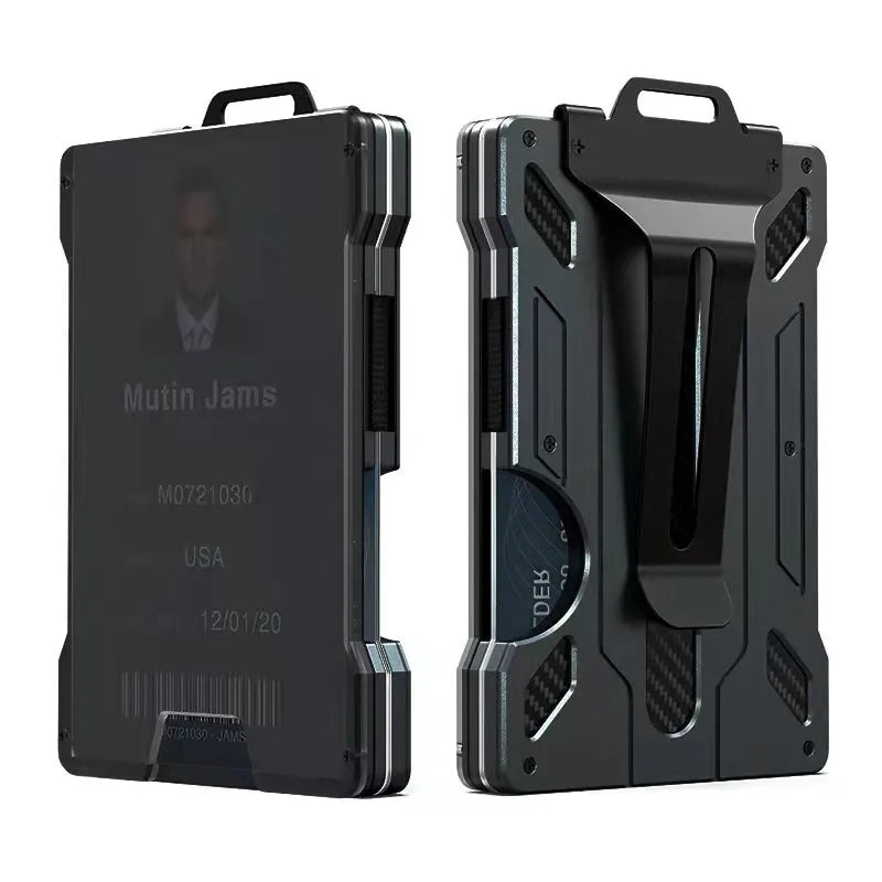 Minimalist Wallet for Men- Slim Aluminum Metal Money Clip with Clear
