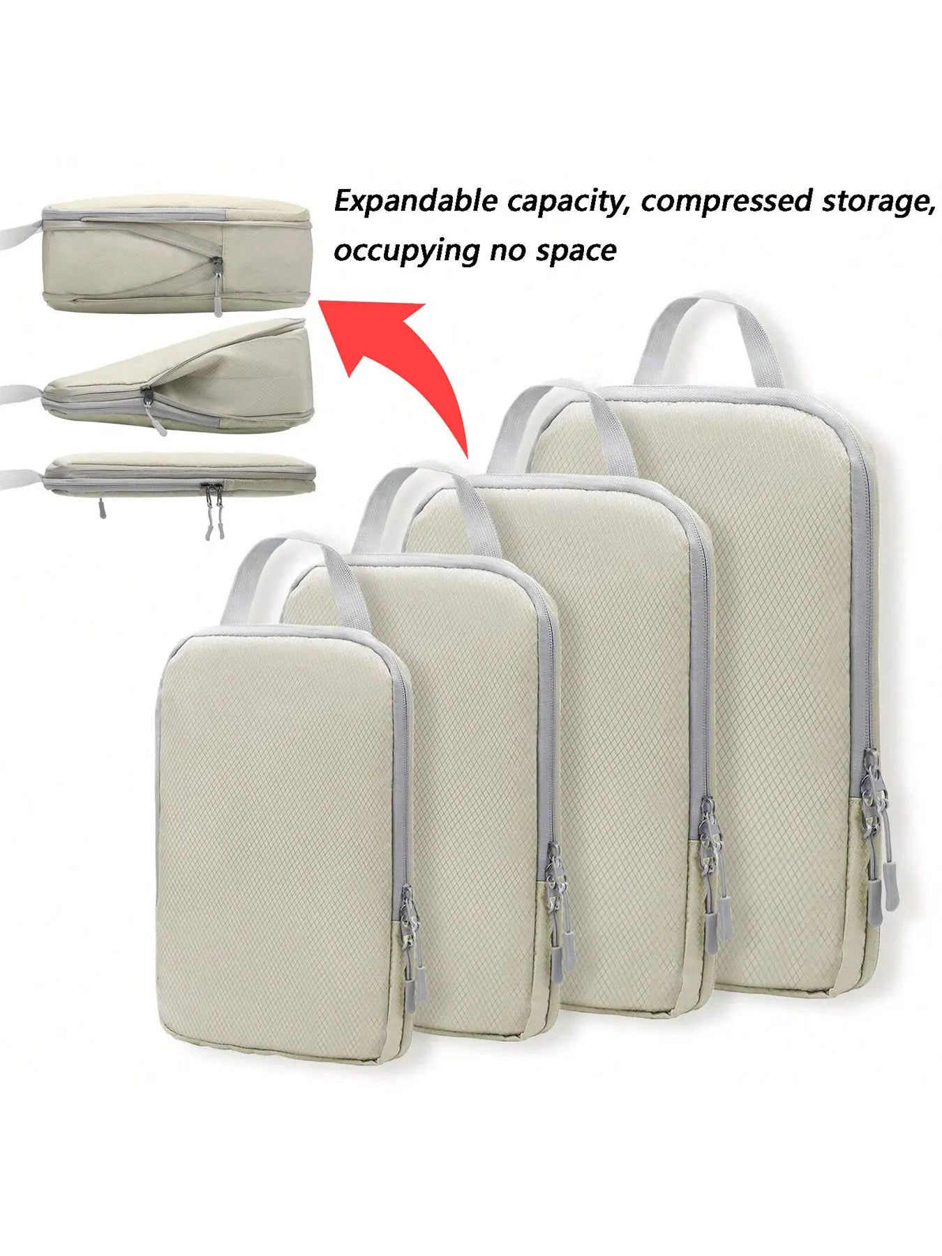 4 pcs/set Compressible Packing Travel Storage Bag Cubes Waterproof