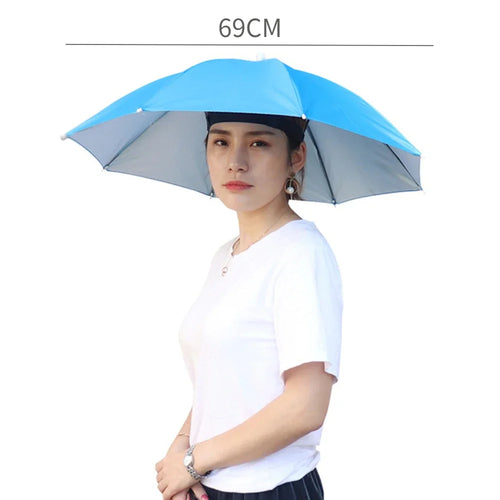 Portable Rain Umbrella Hat Foldable Outdoor Sun Shade Caps Waterproof