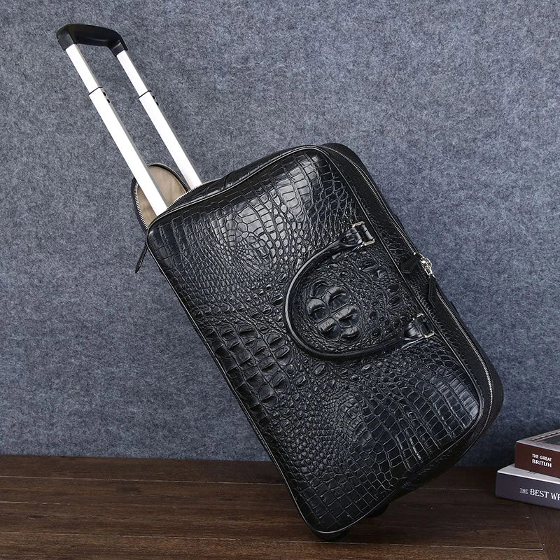 Genuine leather Men's Travel Bag, Business Trolley luxury Handbag,