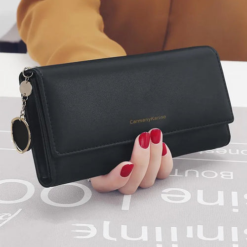 Fashion Women PU Leather Long Wallets Multi-functional Fold Purse