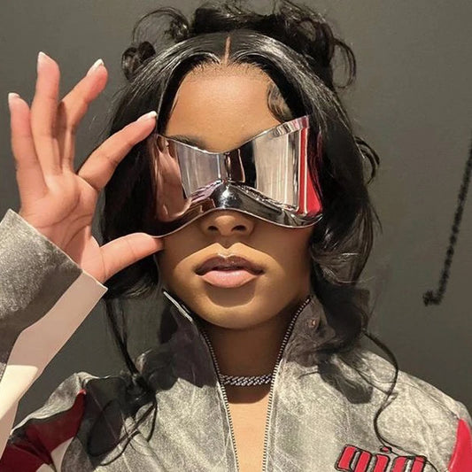 New Oversized Y2K Punk Rimless Sunglasses Women Men Brand Designer Hip