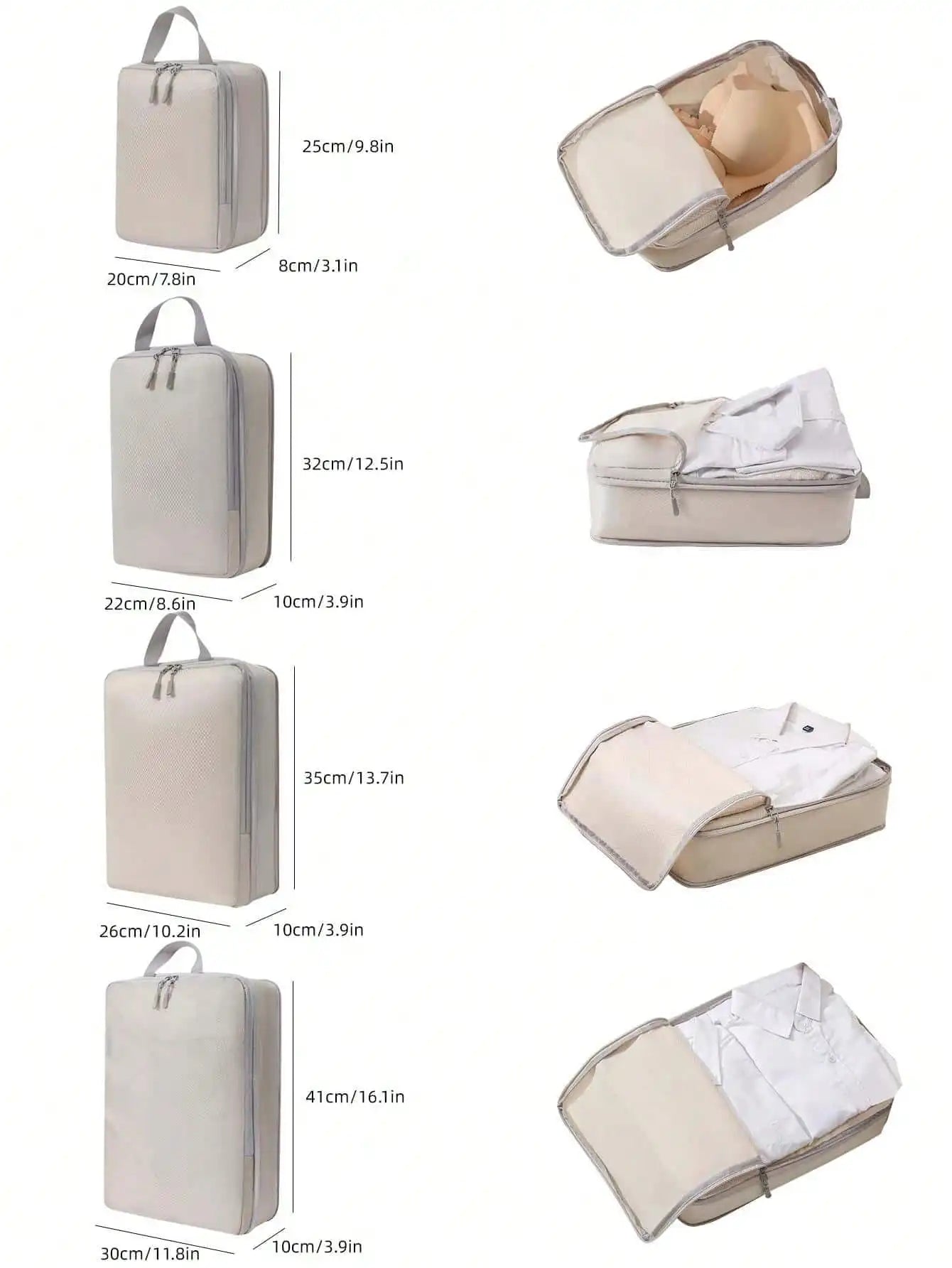 4 pcs/set Compressible Packing Travel Storage Bag Cubes Waterproof