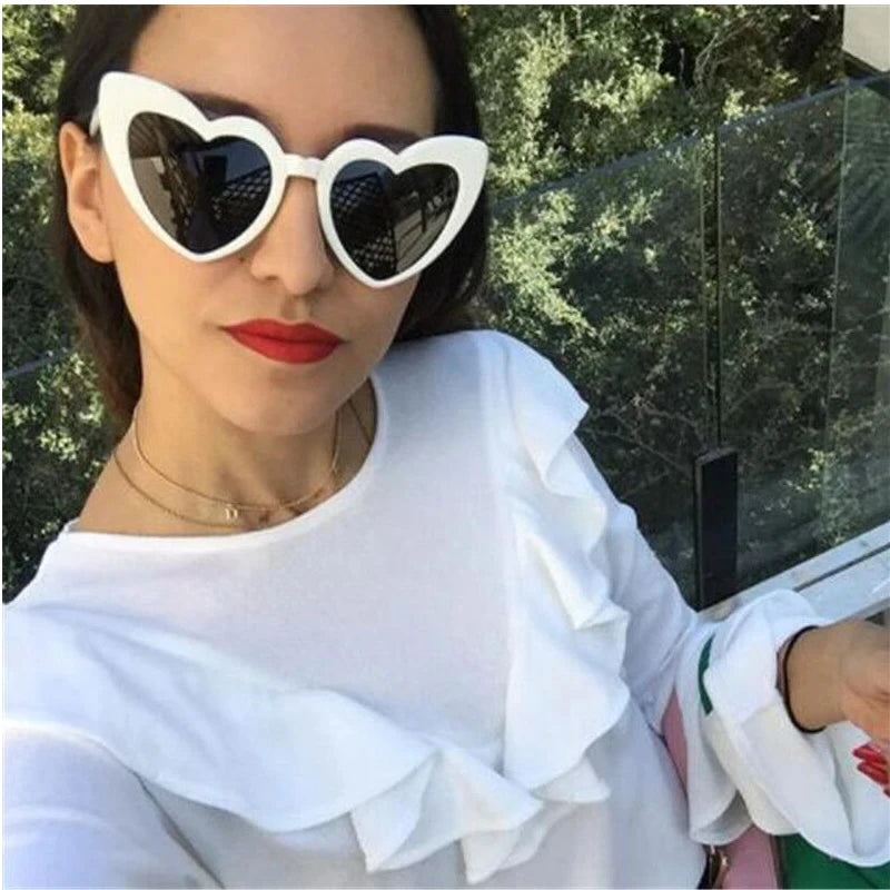 Heart Shaped Sunglasses Women Cat Eye Female Sun Glasses Brand Retro