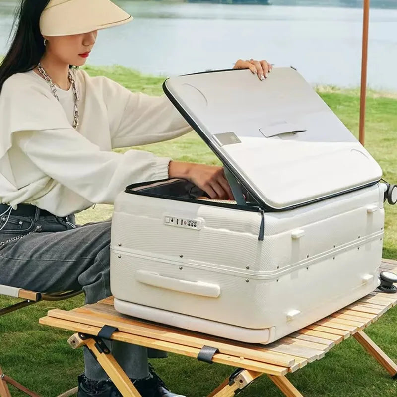 Luxury Valise PC Trolley Suitcases Travel Bag Custom Cup Holder Large