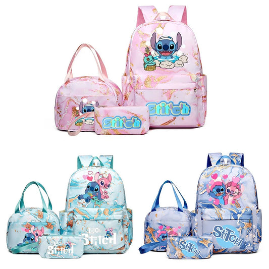 3Pcs Lilo & Stitch Anime Print Backpack Set, With Tote and Pouch,