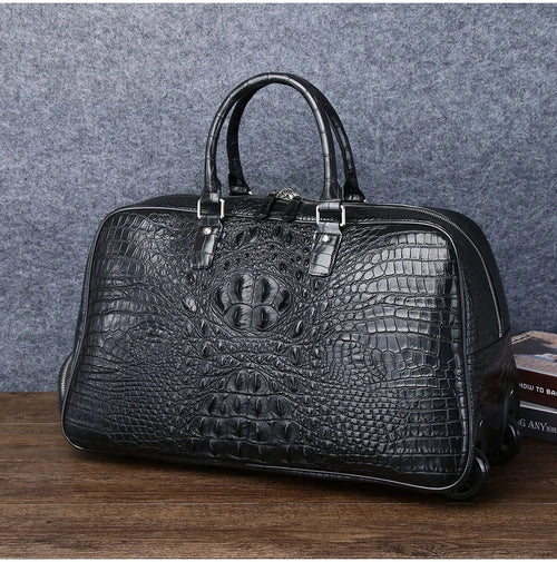 Genuine leather Men's Travel Bag, Business Trolley luxury Handbag,