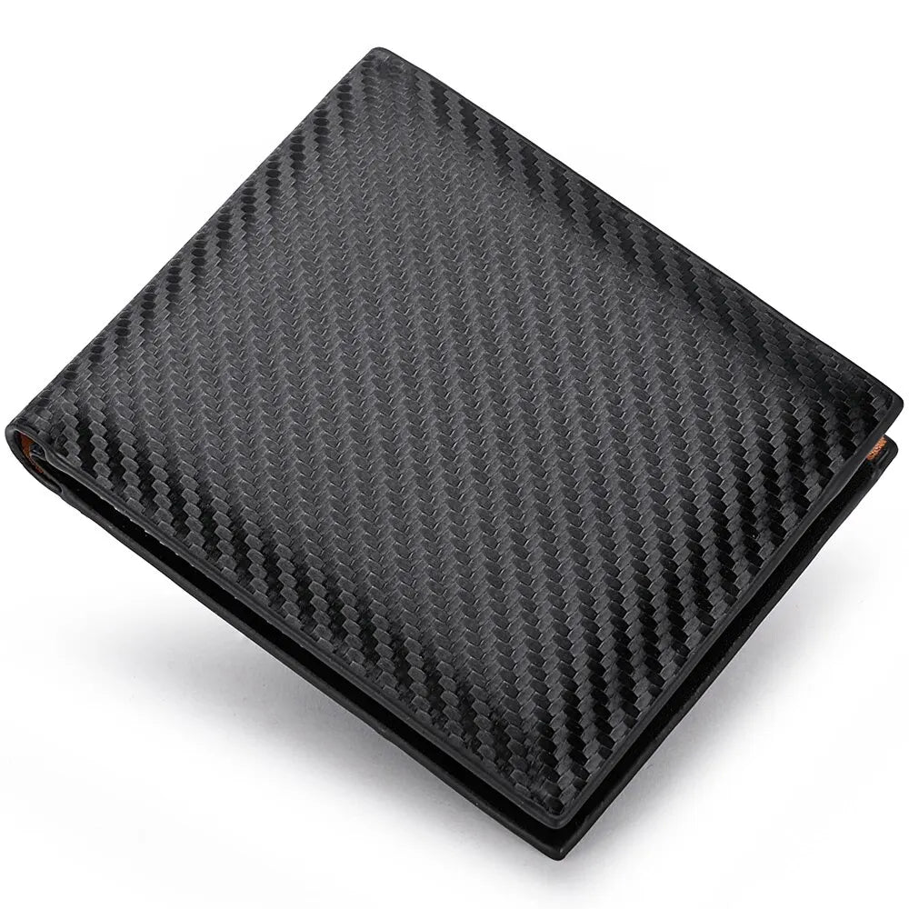New Carbon Fiber Short Wallet Men's Card Bag Integrated Zipper Change