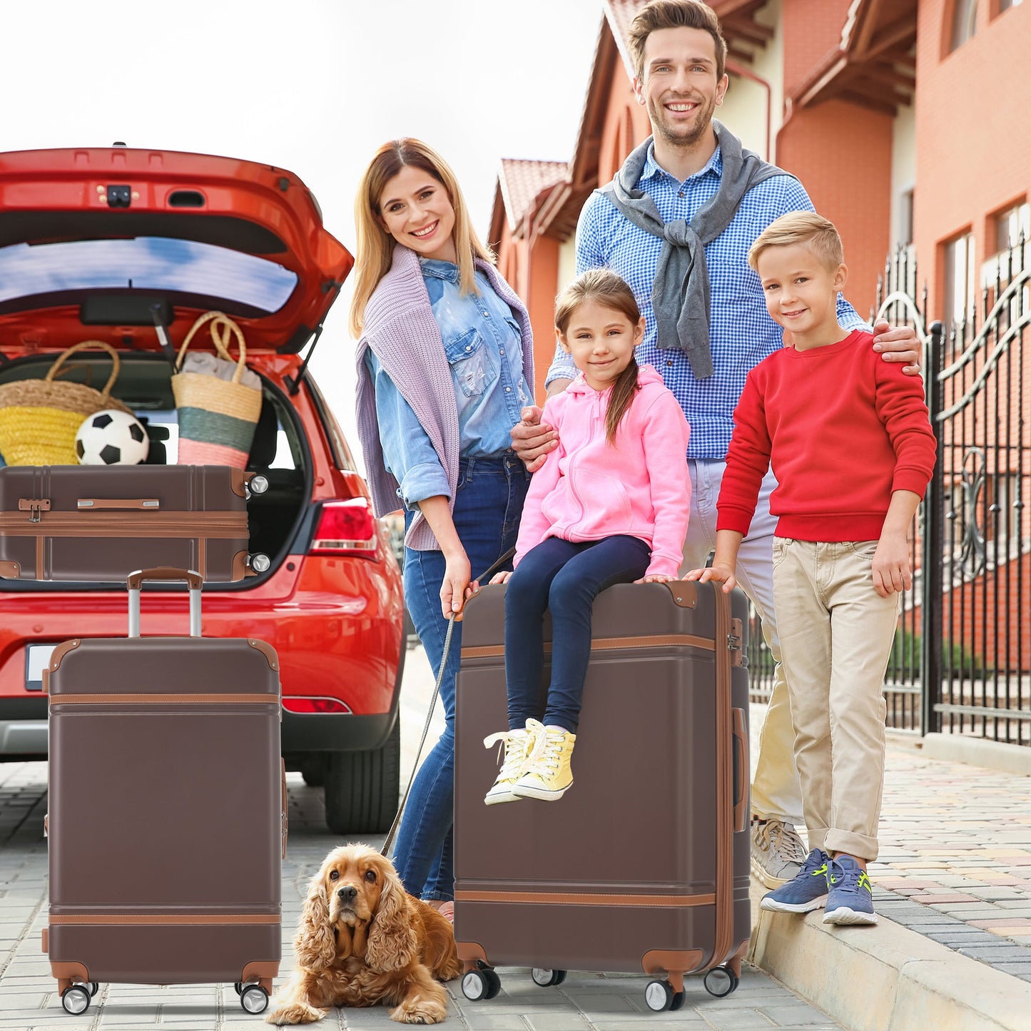 Hardshell Luggage Sets 3 Pieces 20'+28' Luggages and Cosmetic Case