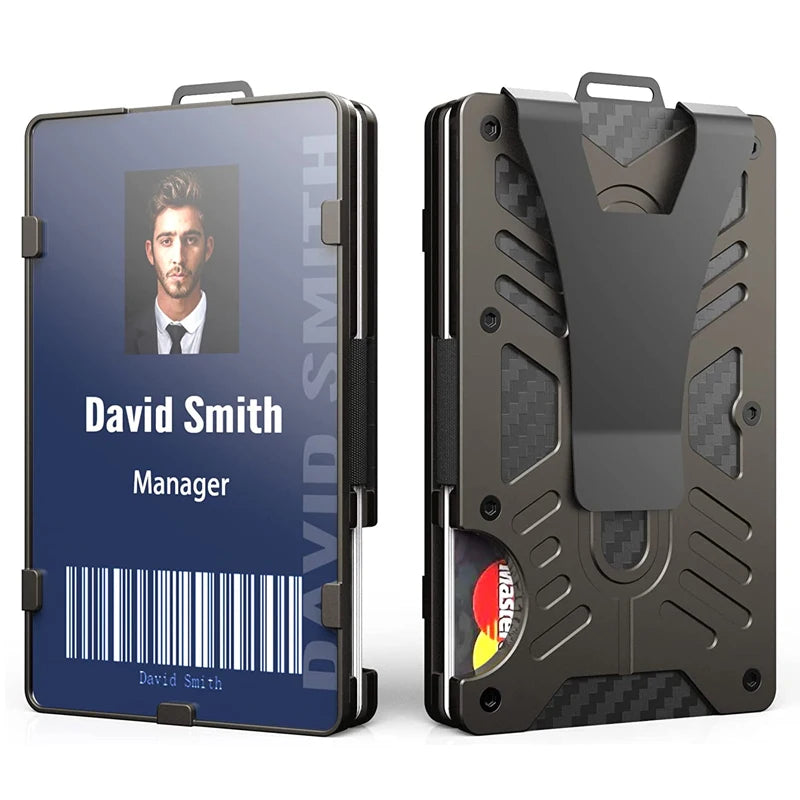 Minimalist Metal Wallet Men Slim Aluminum ID Card Holder Protector RFID Blocking Money Cash Clip Clear Window ID Badge Holder