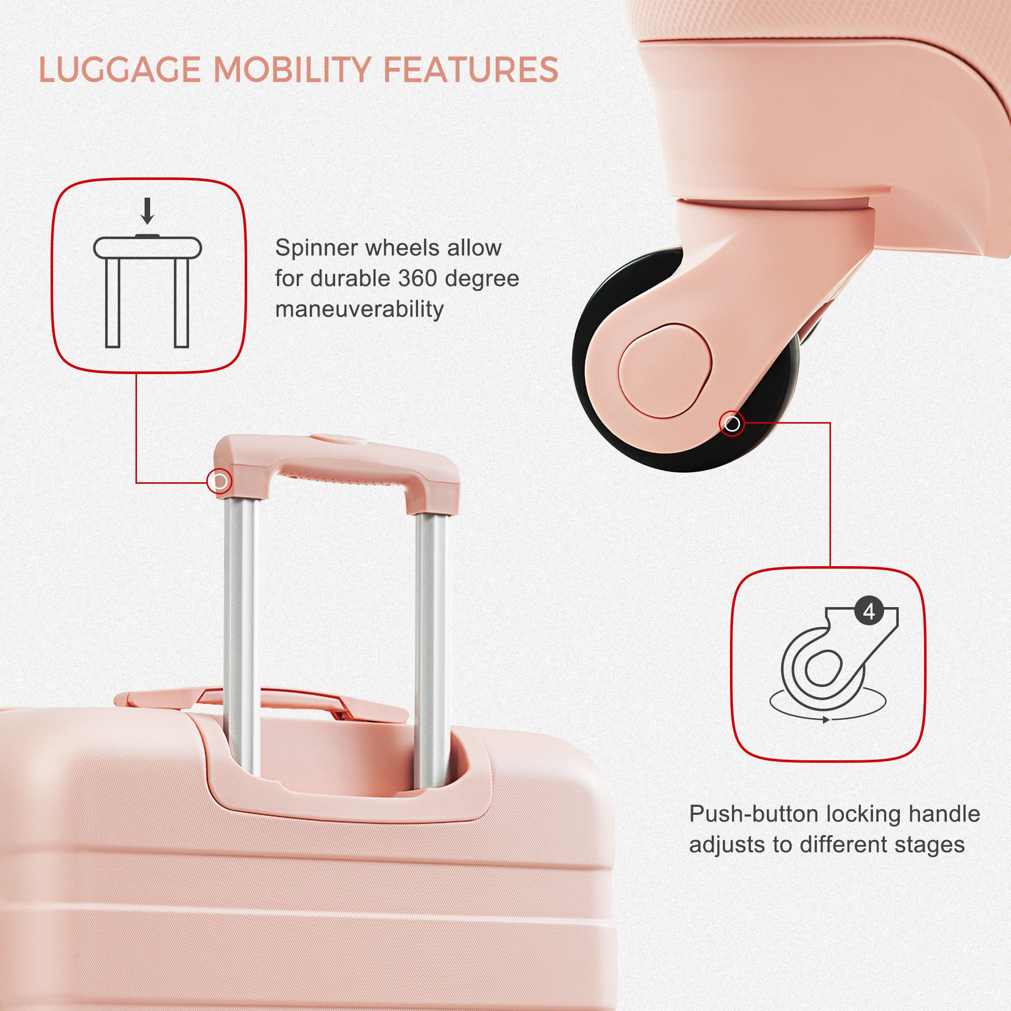 5-Piece Luggage Set with Expandable Travel Bag - Includes 16", 20",