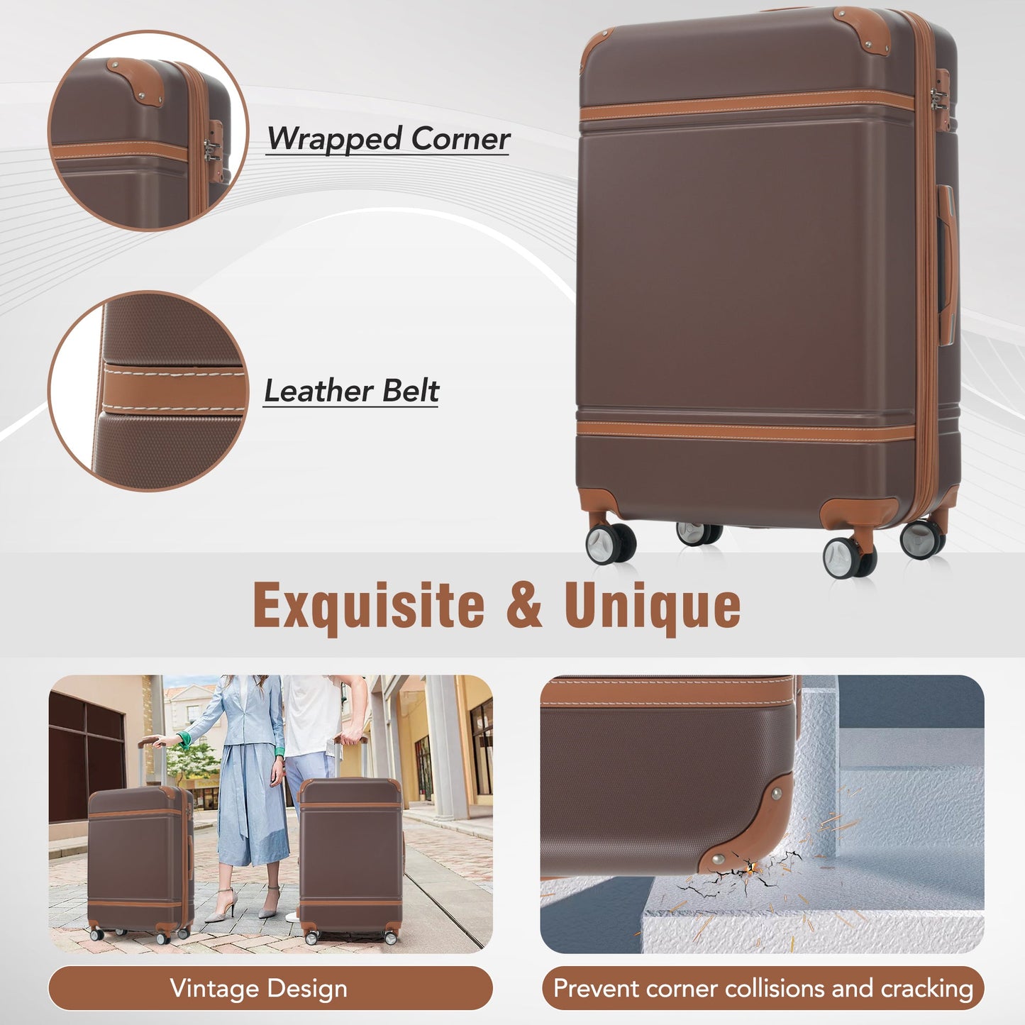 Hardshell Luggage Sets 3 Pieces 20'+28' Luggages and Cosmetic Case