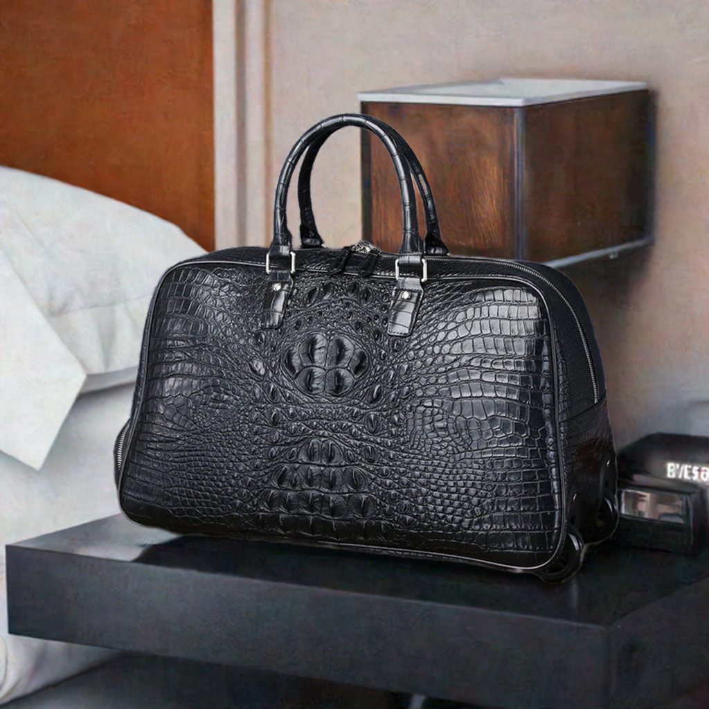 Genuine leather Men's Travel Bag, Business Trolley luxury Handbag,