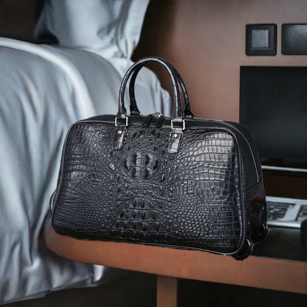 Genuine leather Men's Travel Bag, Business Trolley luxury Handbag,
