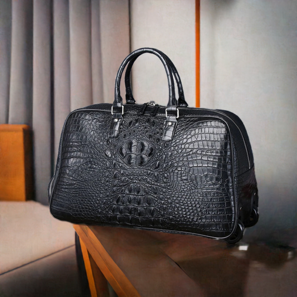 Genuine leather Men's Travel Bag, Business Trolley luxury Handbag,