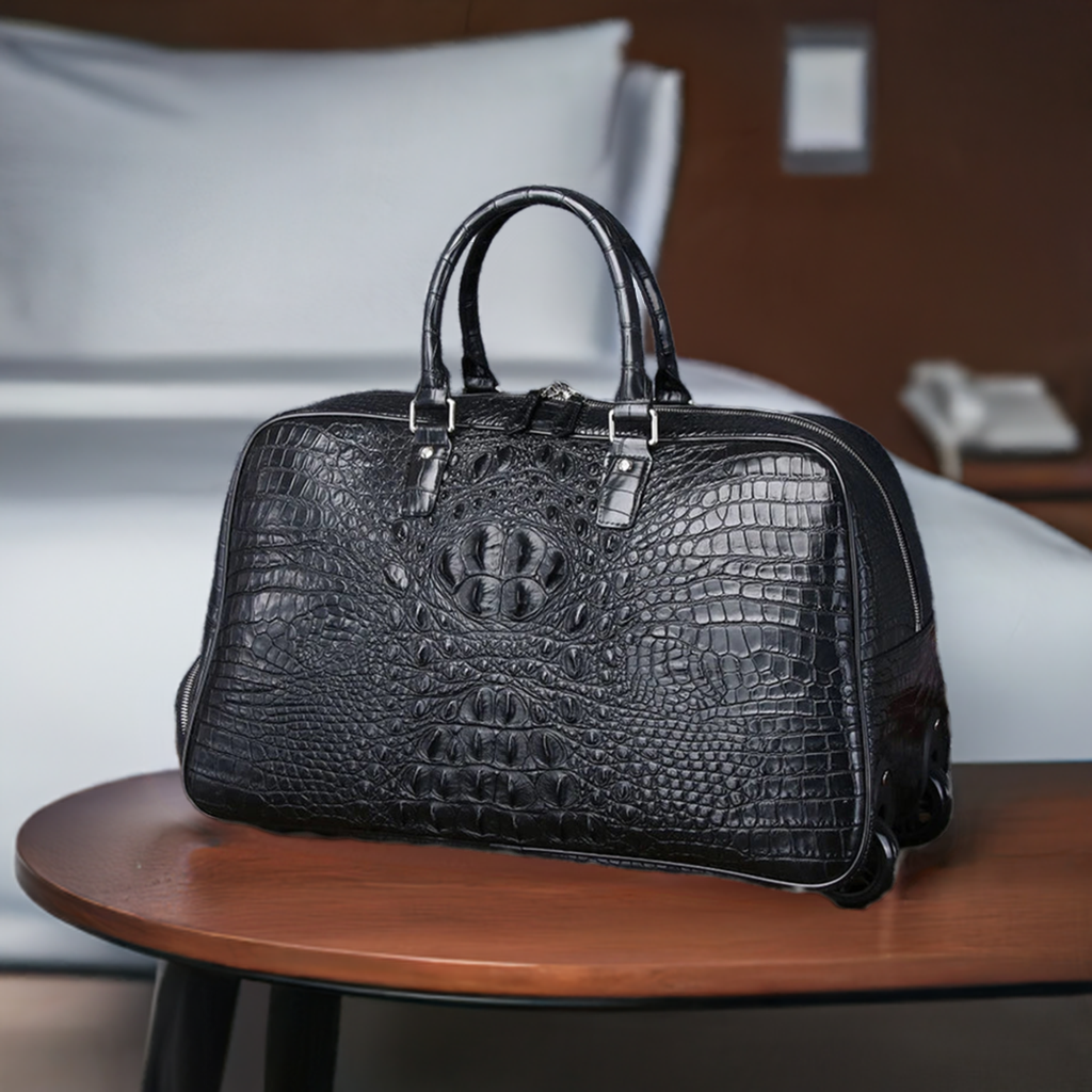 Genuine leather Men's Travel Bag, Business Trolley luxury Handbag,